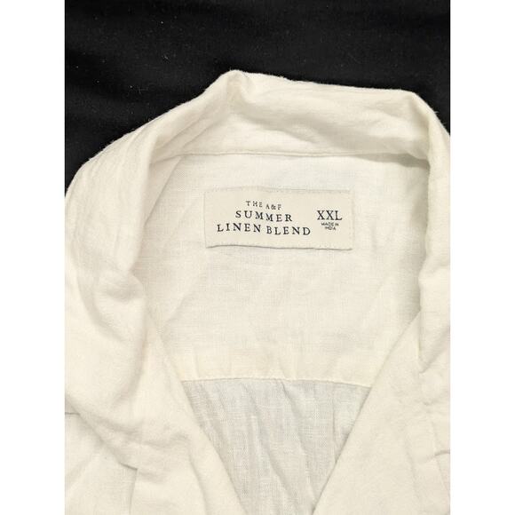 A&F Summer Linen Blend Button Up Embroidered Floral Shirt Mens XXL - Picture 3 of 10